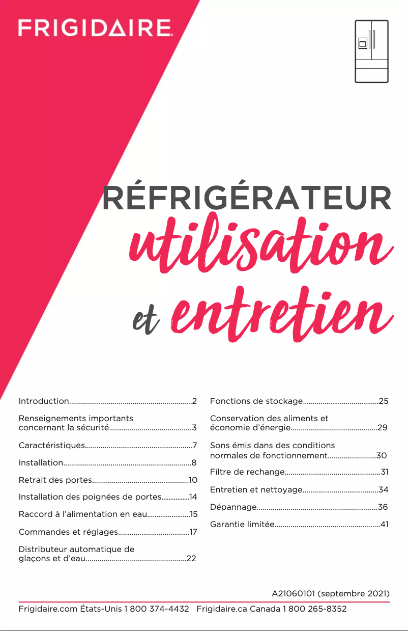 Page 1 de la notice Manuel utilisateur Frigidaire GRMC2273BF
