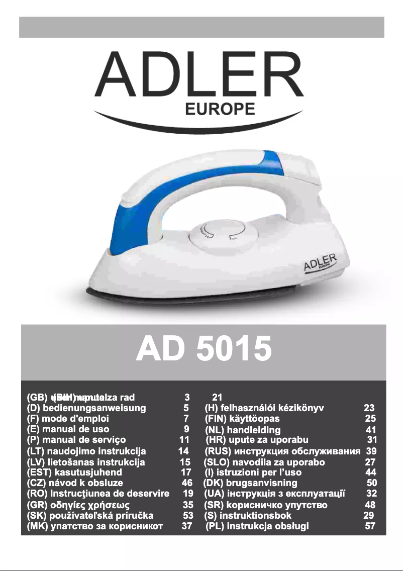 Page 1 de la notice Manuel utilisateur Adler AD 5015