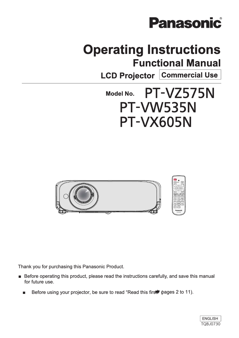 Página 1 del manual Manual de usuario Panasonic PT-VZ575N
