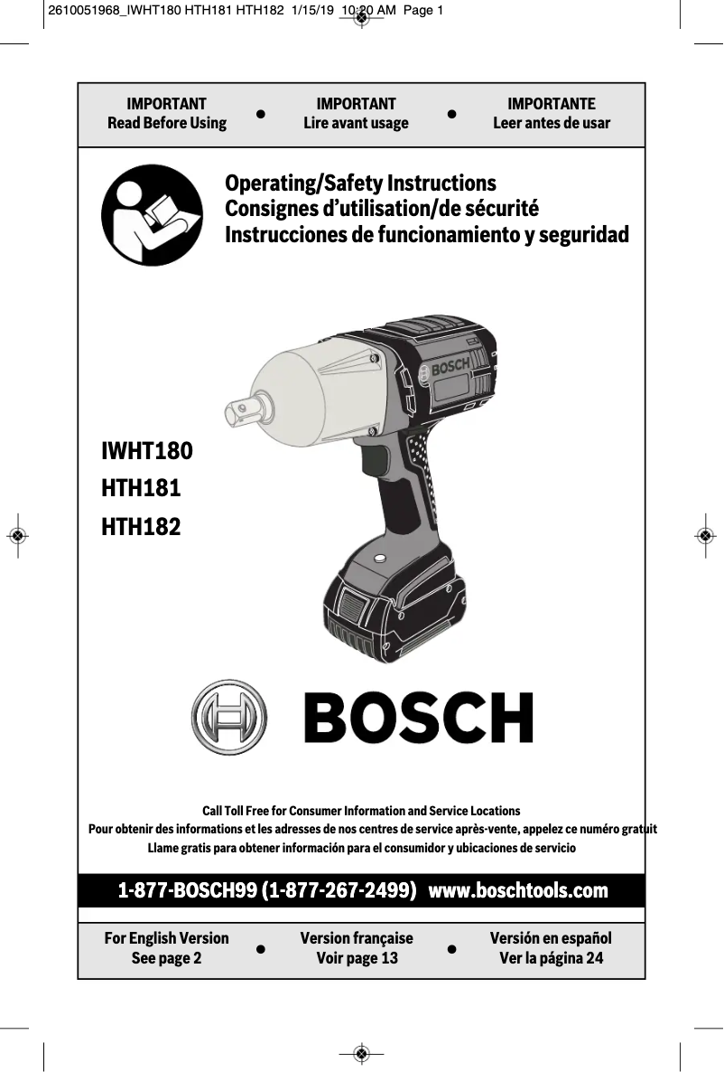 Page n°1 - Manuel utilisateur Bosch IWHT180B