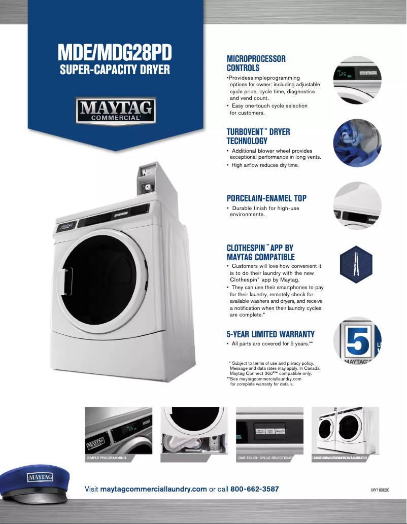 Page 1 de la notice Fiche technique Maytag MDE28PDCYW