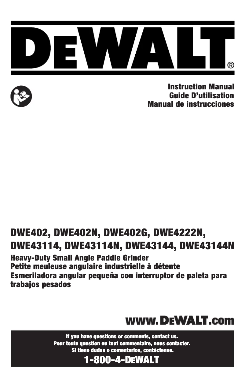 Page n°1 - Manuel utilisateur DeWalt DWE43114N