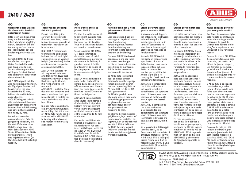 Page 1 de la notice Manuel utilisateur Abus 2420