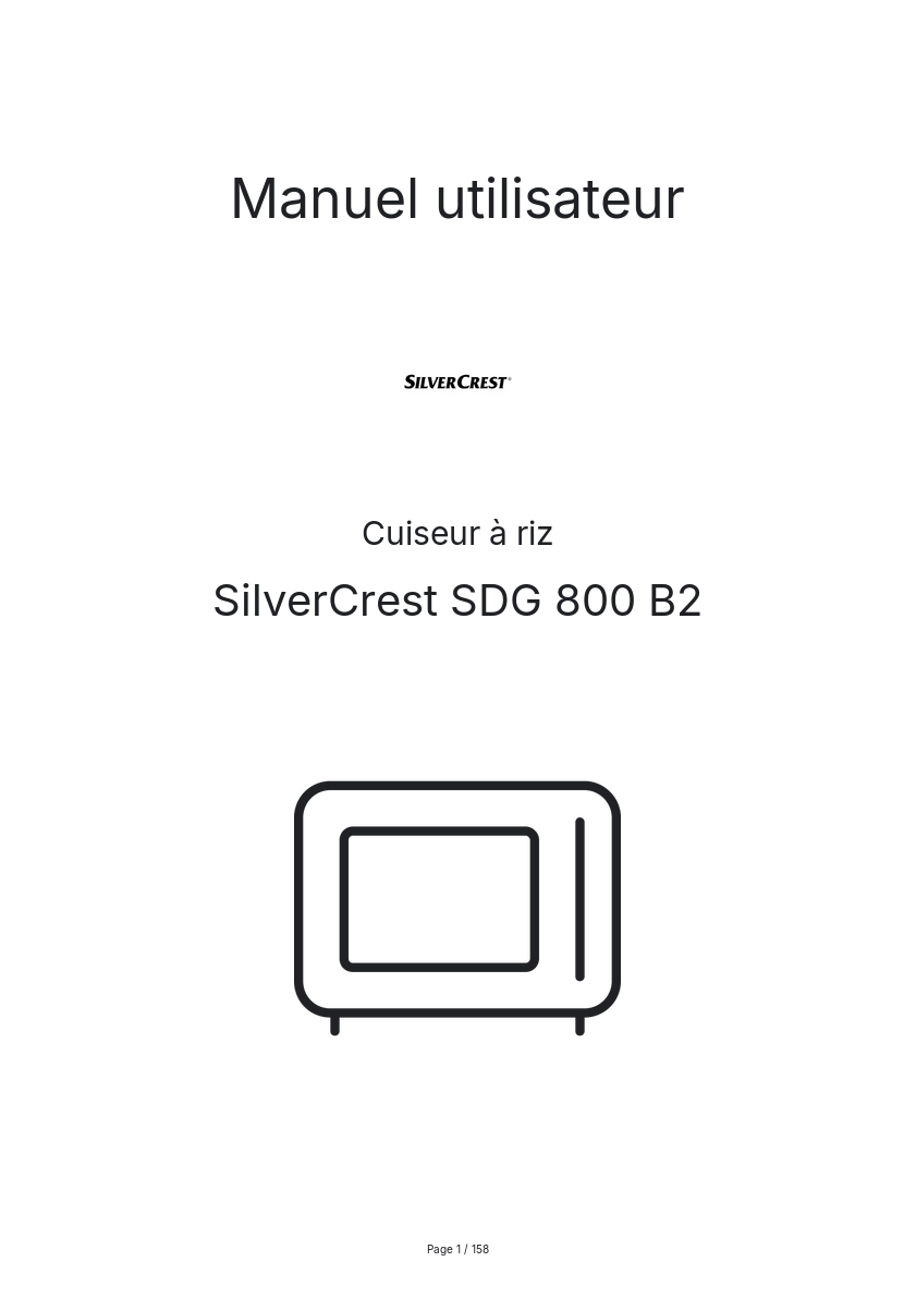 Page 1 de la notice Manuel utilisateur SilverCrest SDG 800 B2
