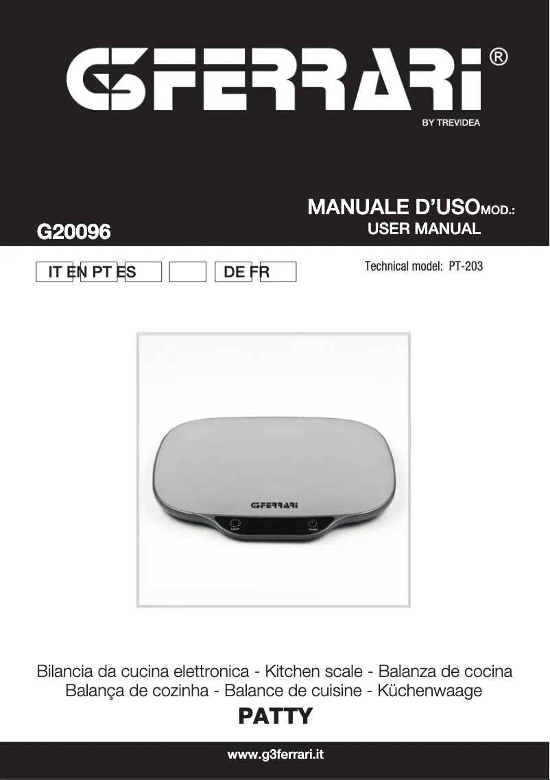 Imagen de la primera página del manual del dispositivo Patty G20096