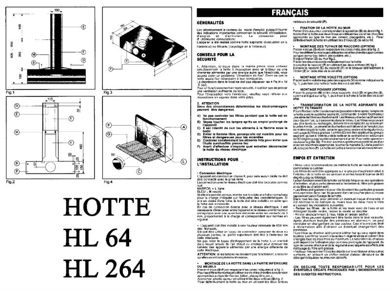 Page 1 de la notice Manuel utilisateur Ardo HL64B