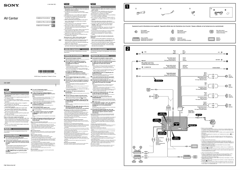 Page n°1 - Guide d'installation Sony XAV-68BT