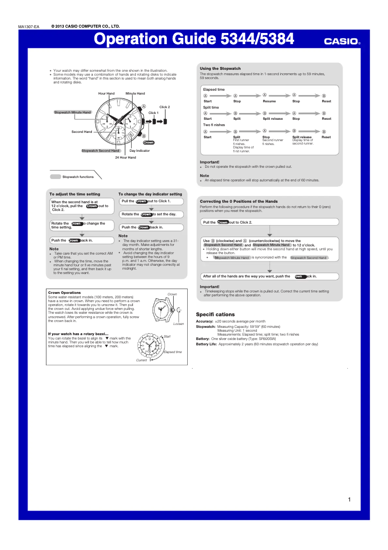Page 1 de la notice Manuel utilisateur Casio Edifice EFV-570L-2AVUEF