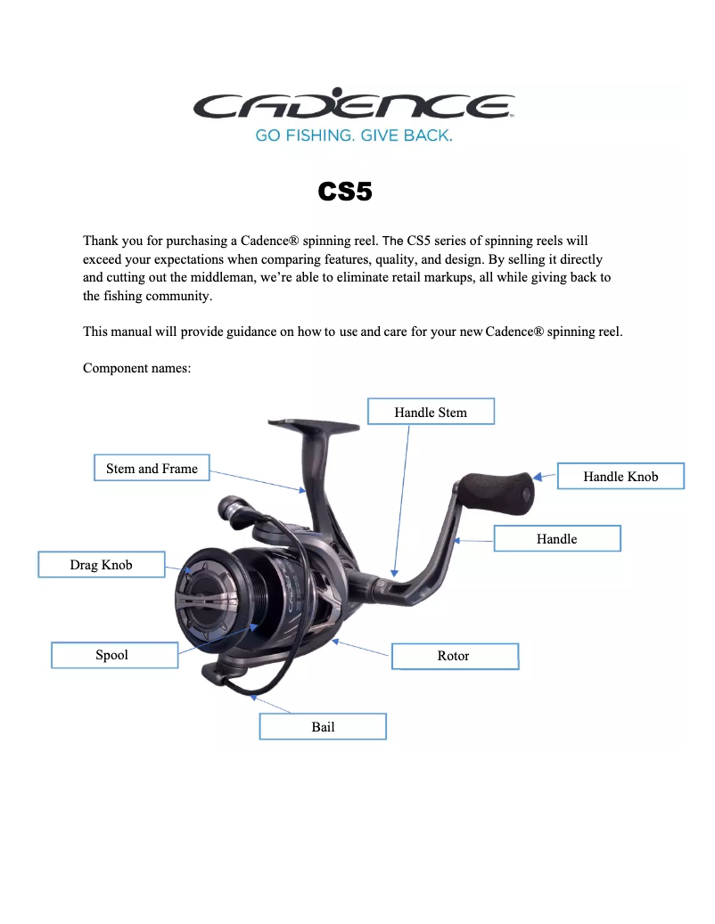 Page 1 de la notice Manuel utilisateur Cadence CS5