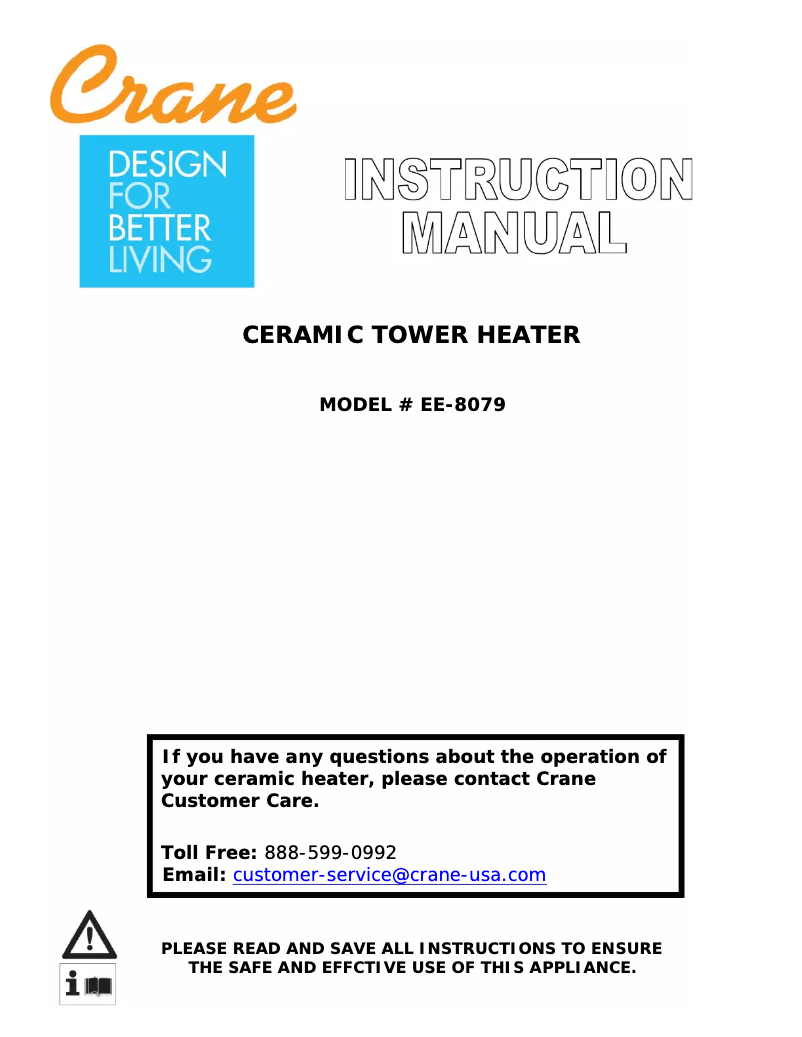 Page n°1 - Manuel utilisateur Crane EE-8079