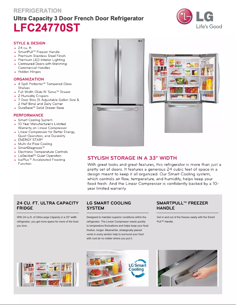Page 1 de la notice Fiche technique LG LFC24770S