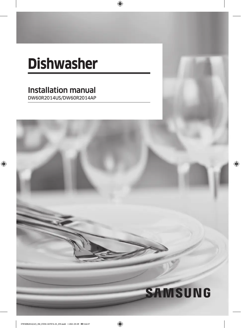 Page n°1 - Guide d'installation Samsung DW60R2014AP