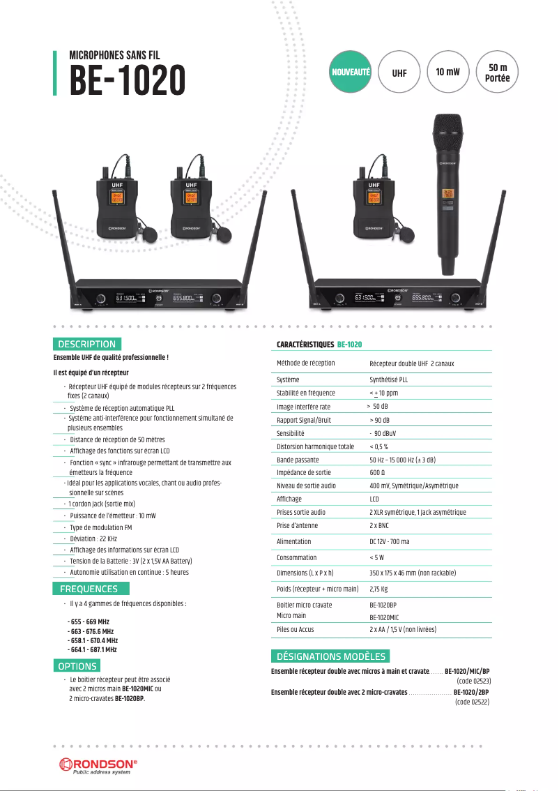 Image de la première page du manuel de l'appareil BE-1020