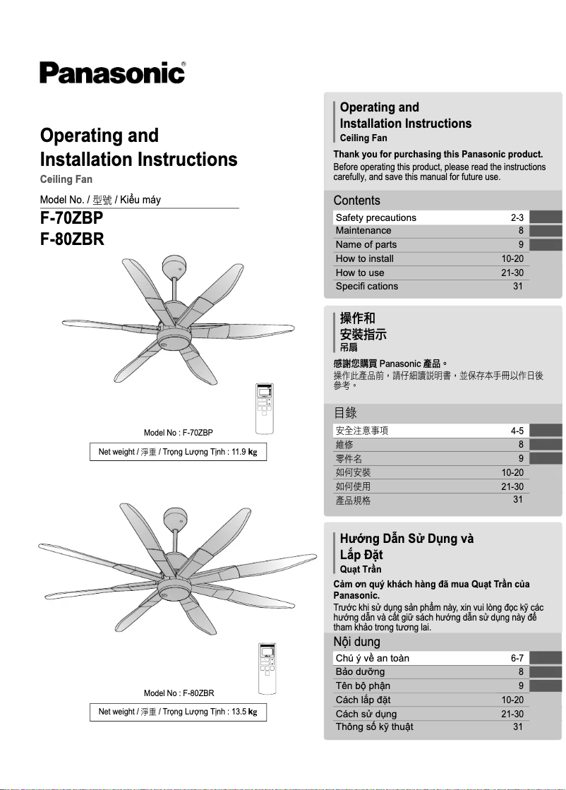 Imagen de la primera página del manual del dispositivo F-80ZBR