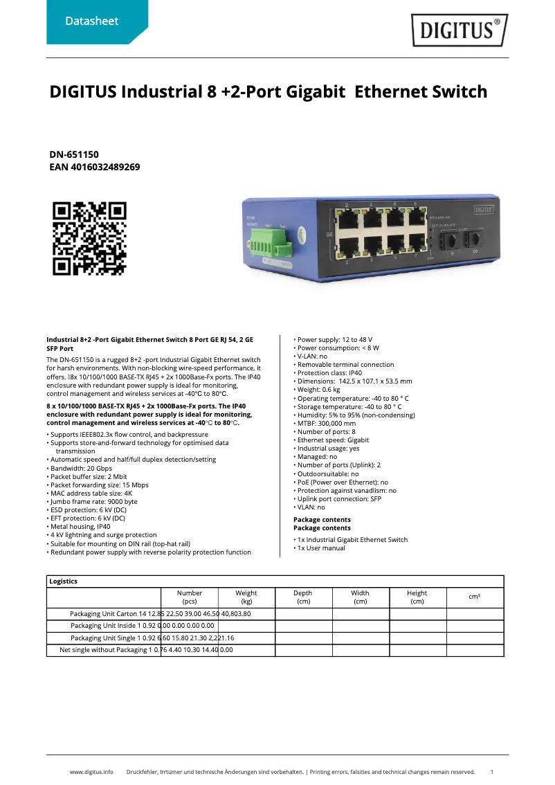 Image de la première page du manuel de l'appareil DN-651150