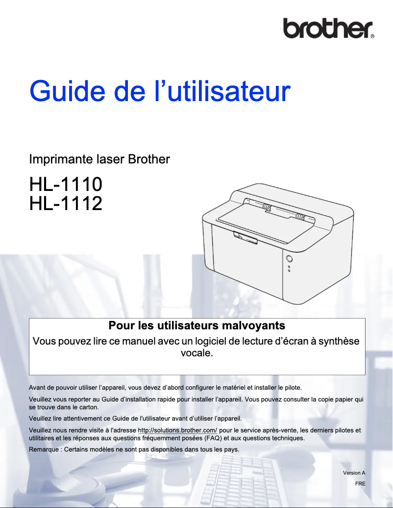 Page n°1 - Manuel utilisateur Brother HL-1112