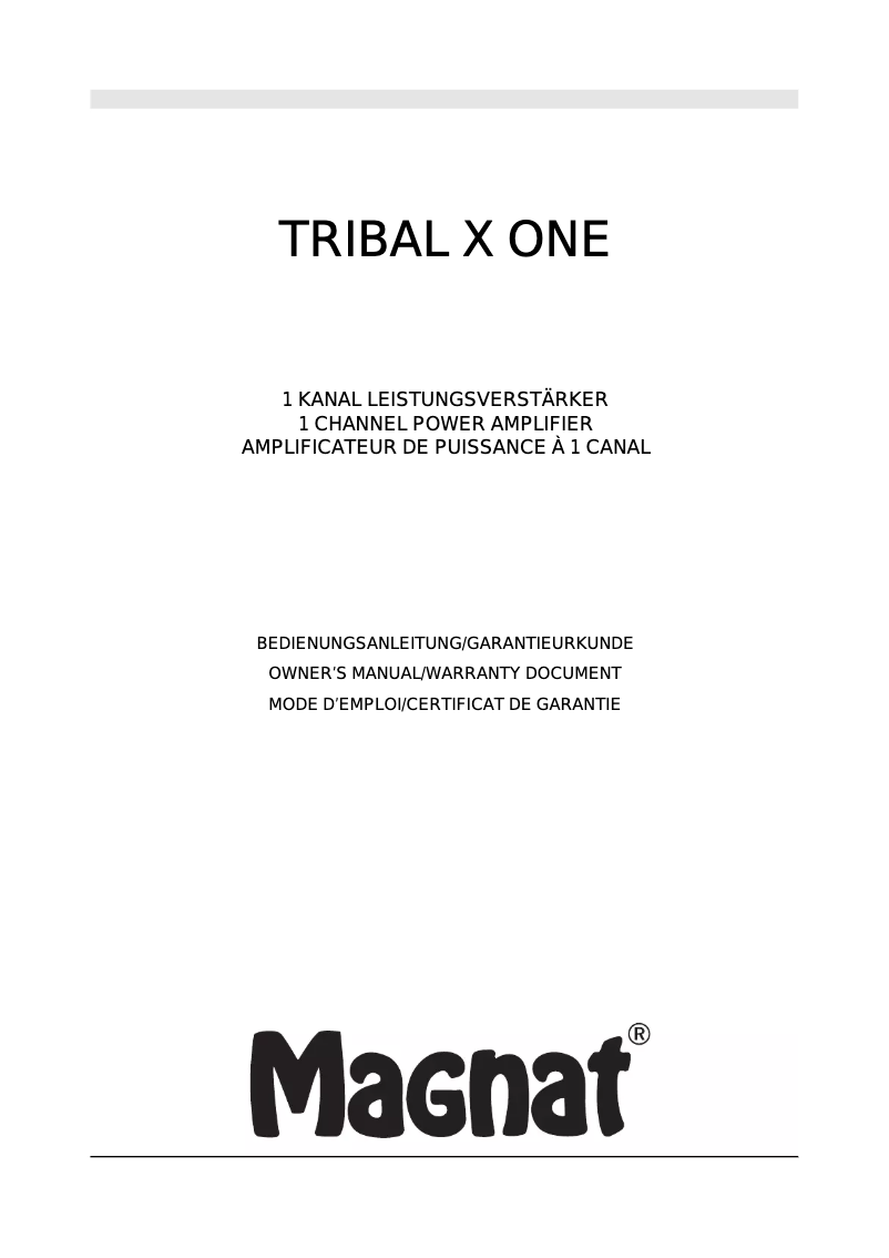Image de la première page du manuel de l'appareil Tribal X One