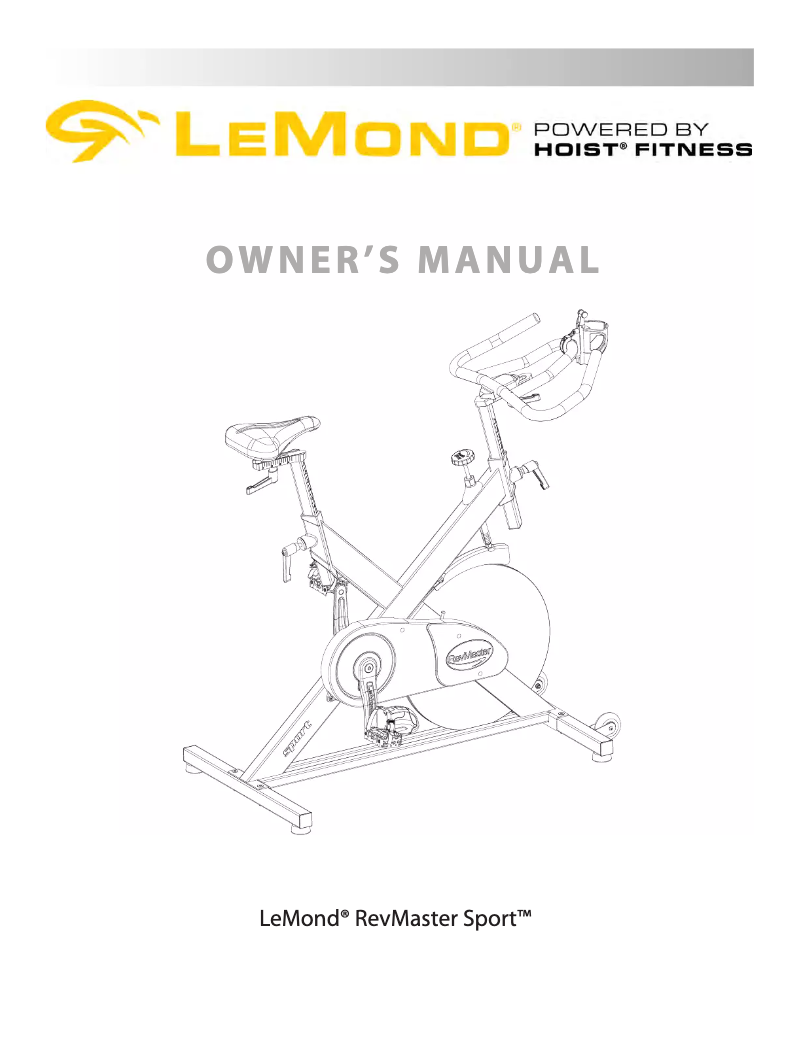 Page 1 de la notice Manuel utilisateur LeMond Fitness Revmaster Sport