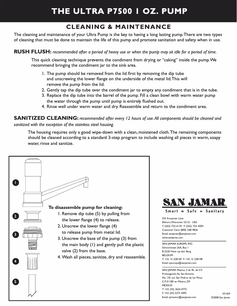 Page n°1 - Manuel utilisateur San Jamar P7500
