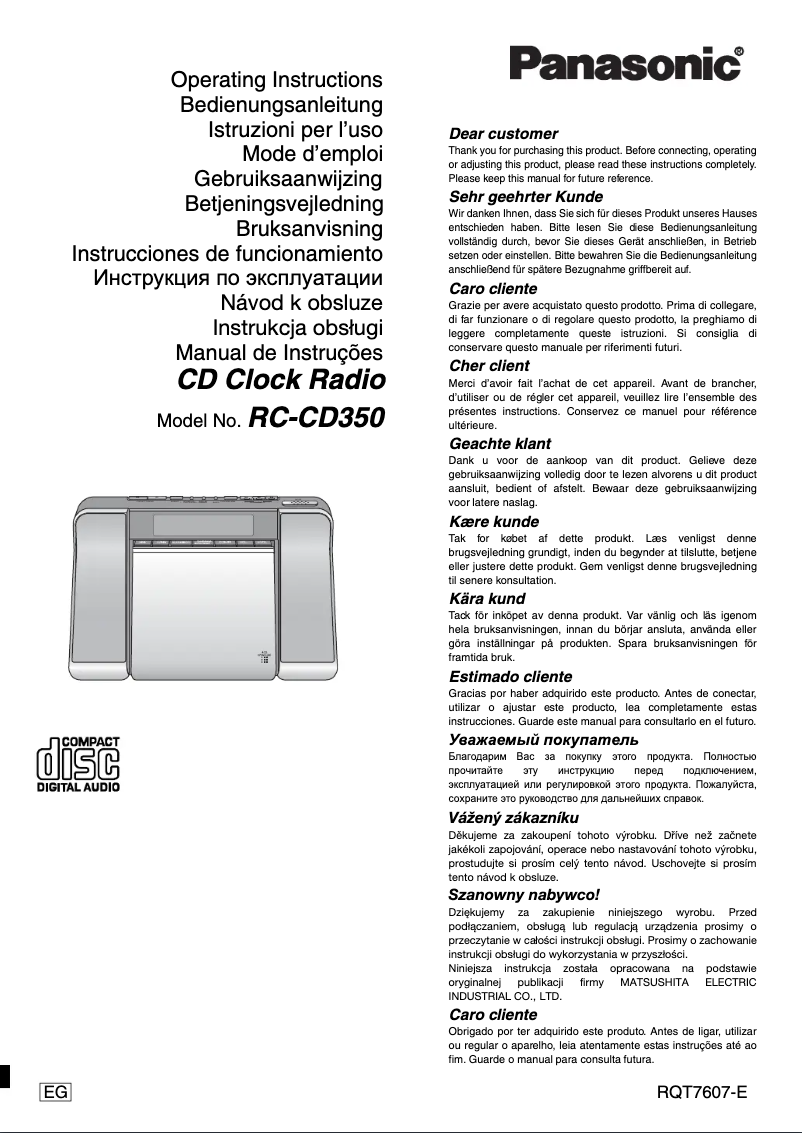 Page n°1 - Manuel utilisateur Panasonic RC-CD350