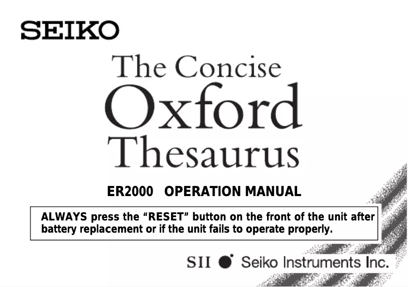 Page 1 de la notice Manuel utilisateur Seiko ER2000