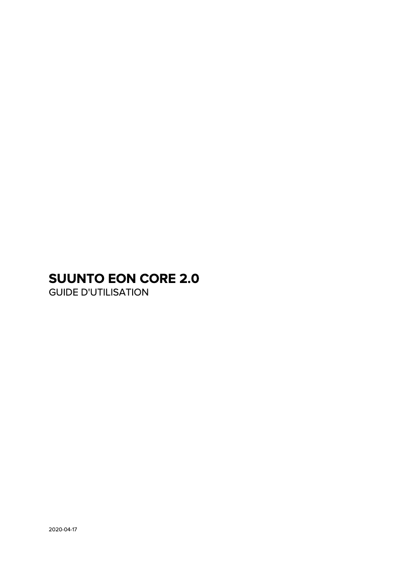 Page n°1 - Manuel utilisateur Suunto EON Core