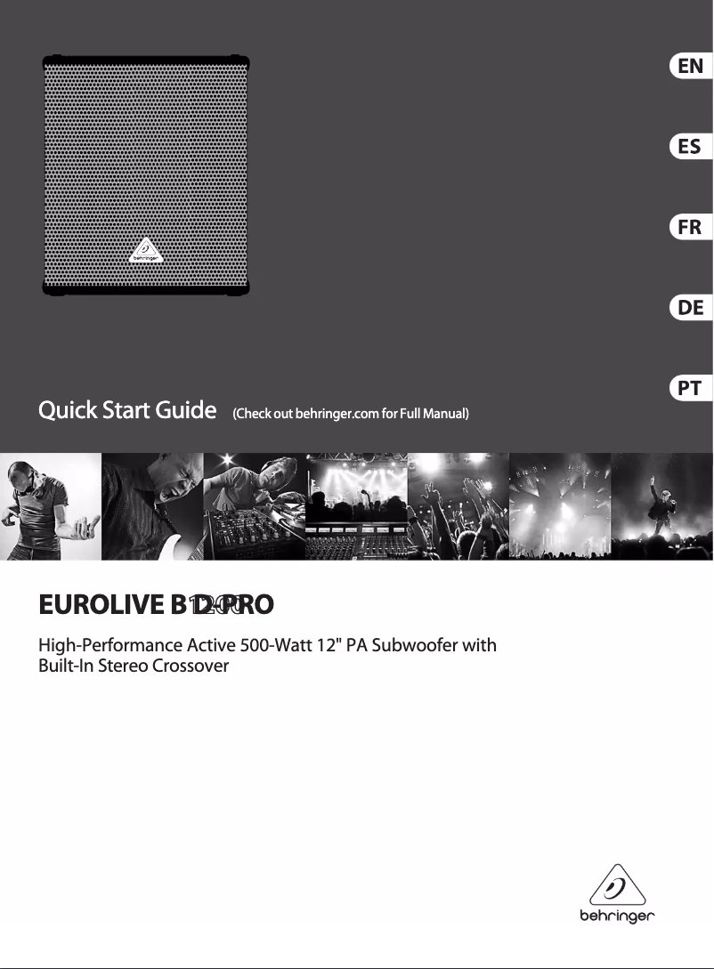 Page 1 de la notice Manuel utilisateur Behringer Eurolive B1200D-PRO