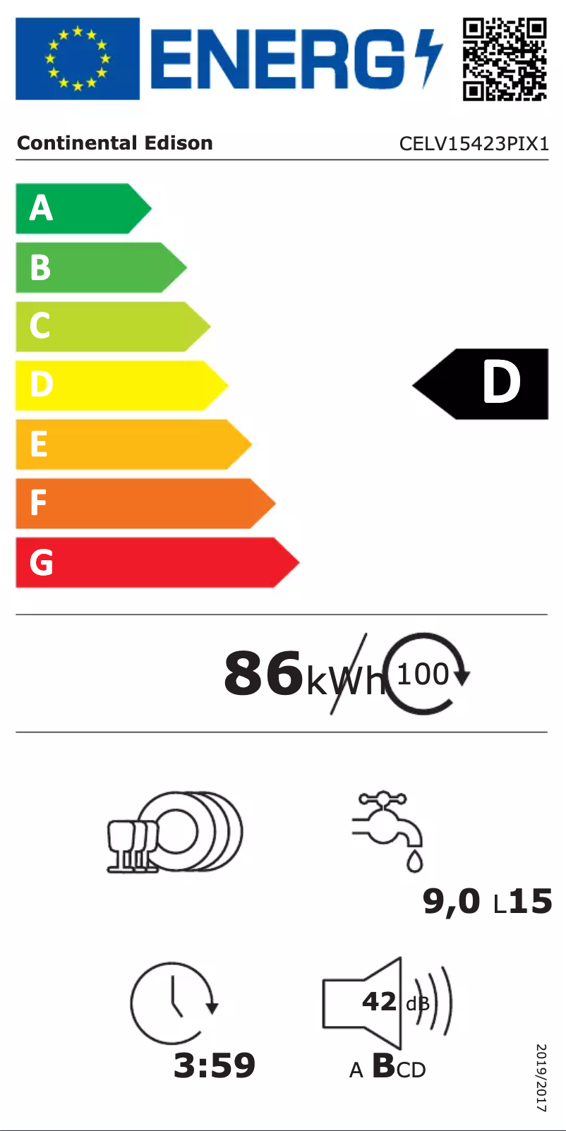 Page n°1 - Label énergétique Continental Edison CELV15423PIX1