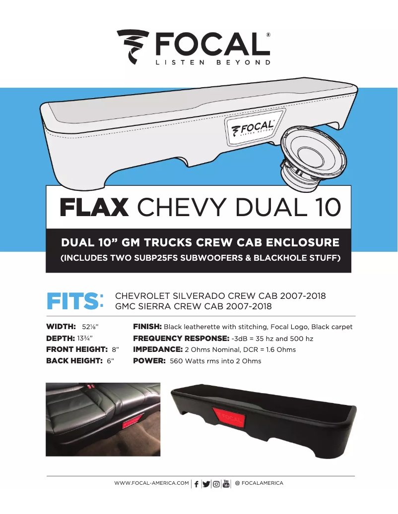 Page 1 of the manual User Manual Focal FLAX Chevy Dual 10