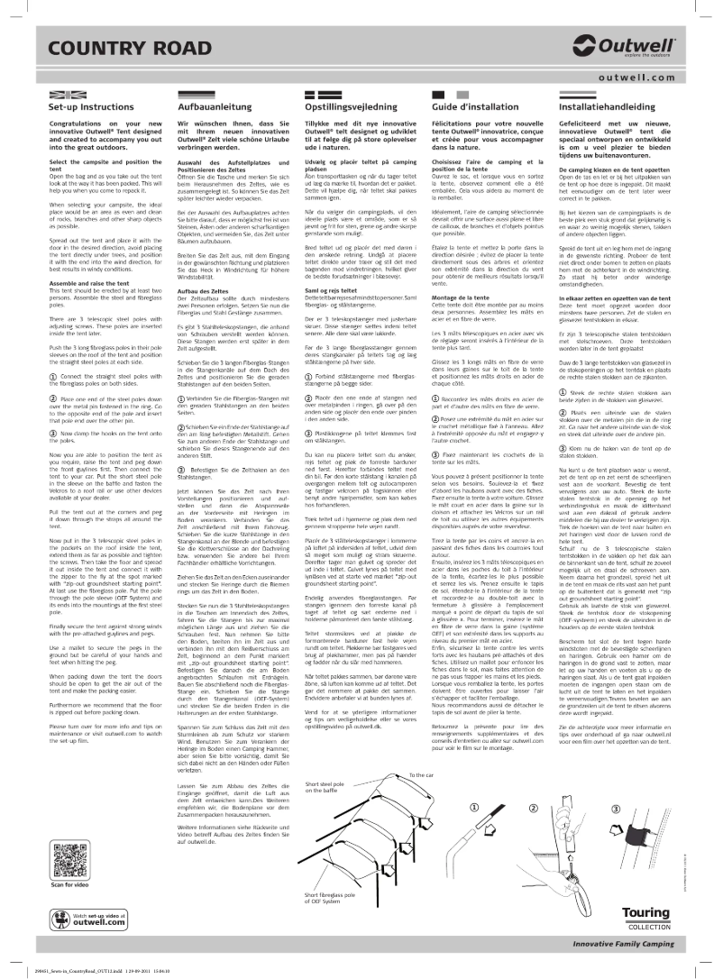 Página 1 del manual Manual de usuario Outwell Touring Country Road