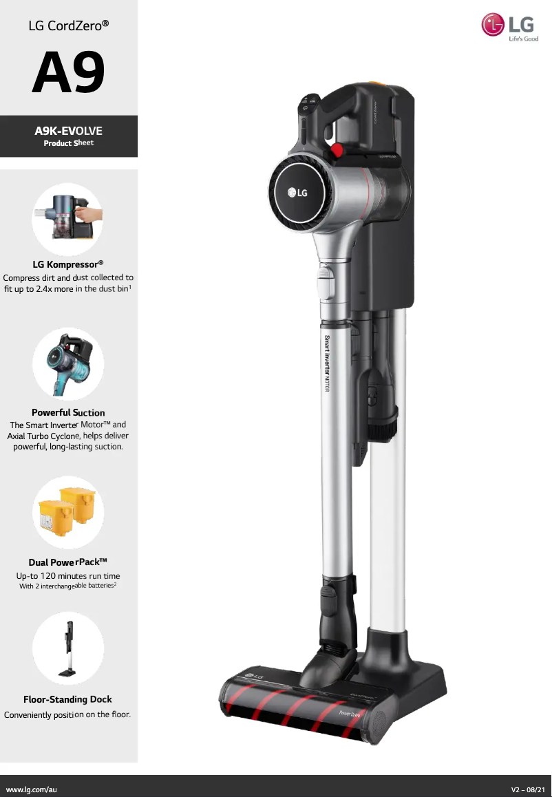 Página 1 del manual Ficha técnica LG CordZero A9K-Evolve