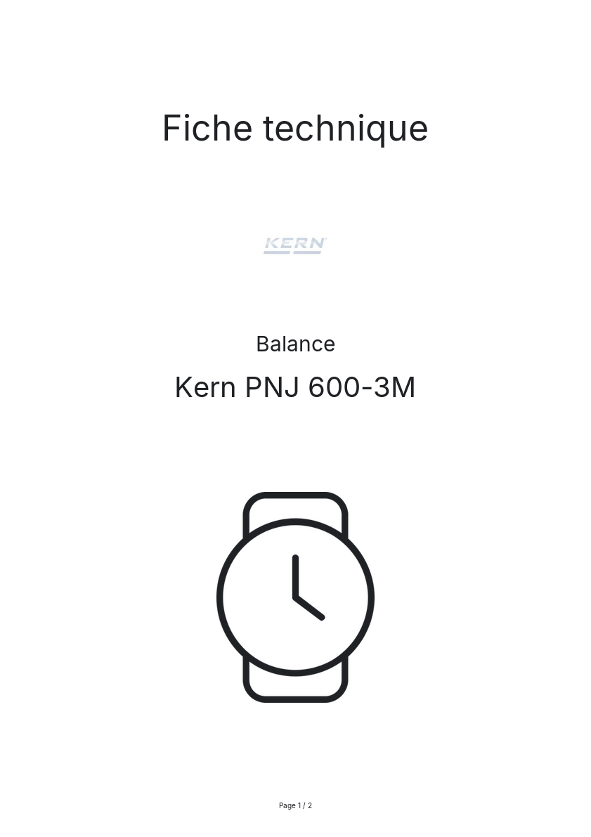Page n°1 - Fiche technique Kern PNJ 600-3M