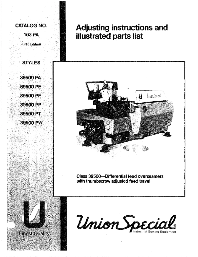 Page 1 de la notice Manuel utilisateur Union Special 39500PF