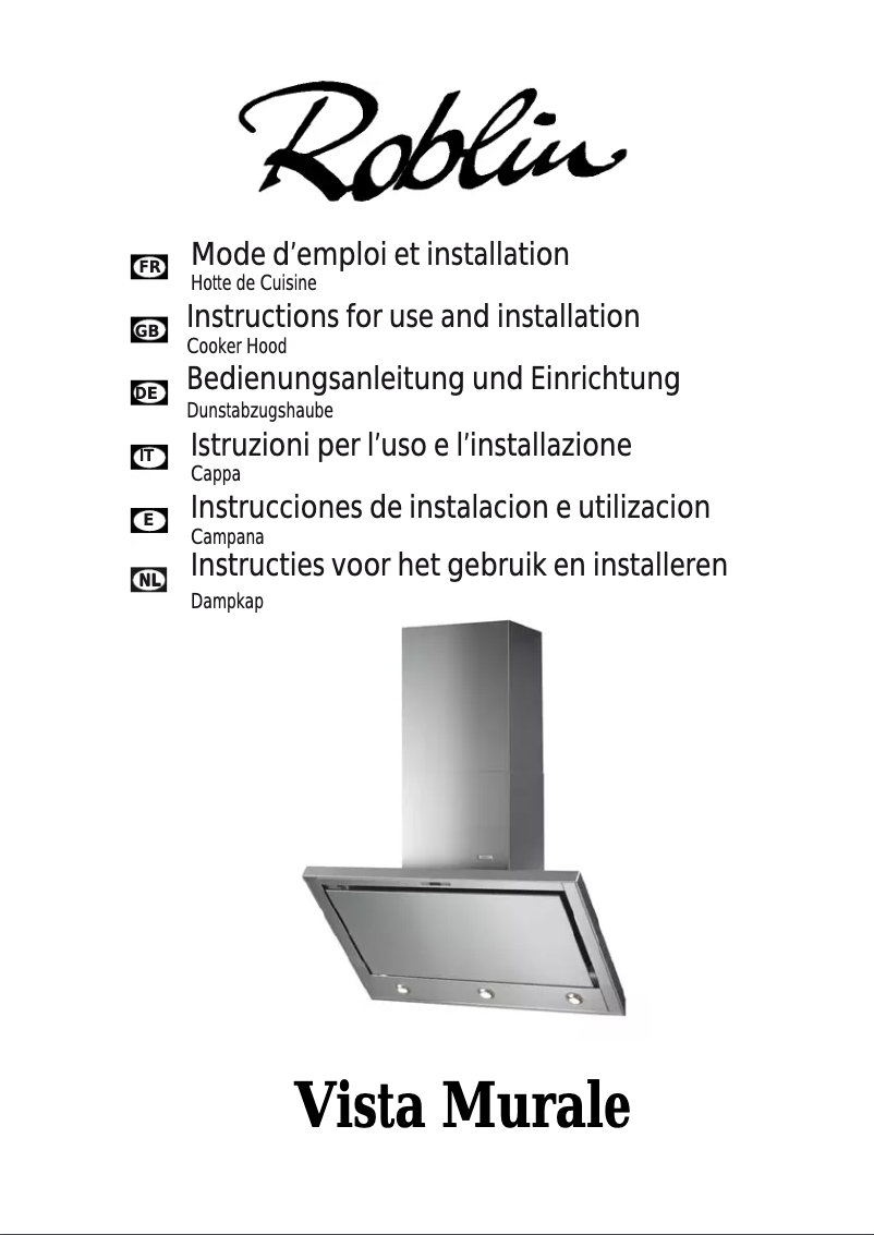 Page 1 de la notice Manuel utilisateur Roblin Vista