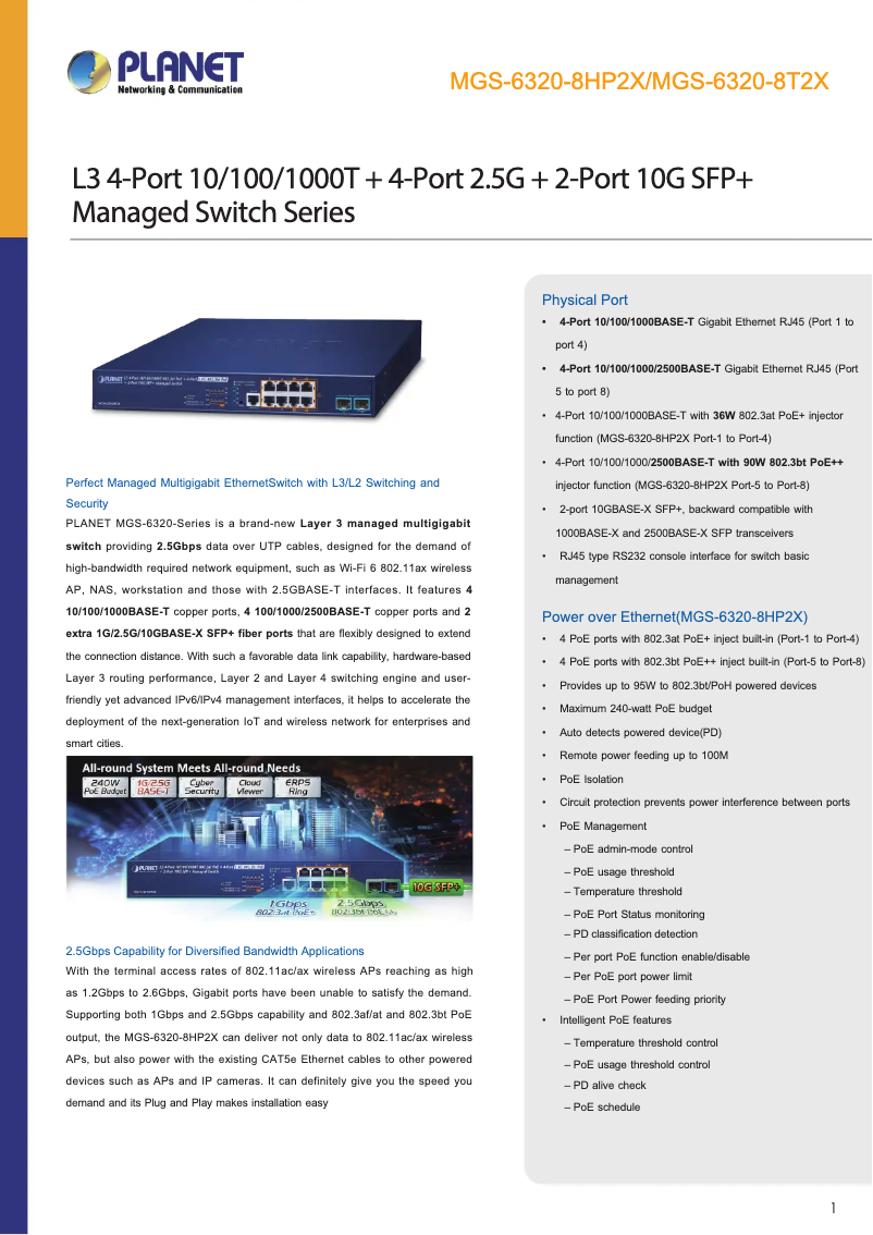 Image de la première page du manuel de l'appareil MGS-6320-8HP2X