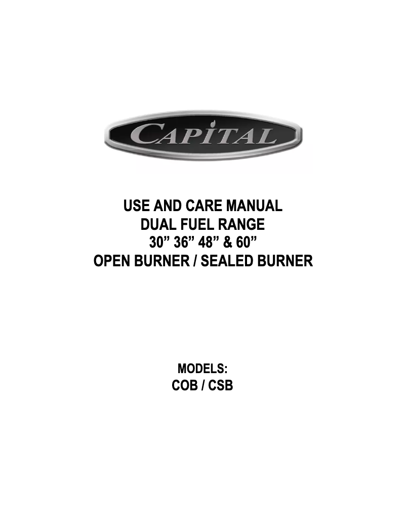Page n°1 - Manuel utilisateur Capital Connoisseurian COB604GB2N