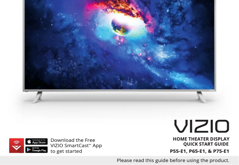 Page 1 de la notice Guide de démarrage rapide VIZIO SmartCast P55-E1
