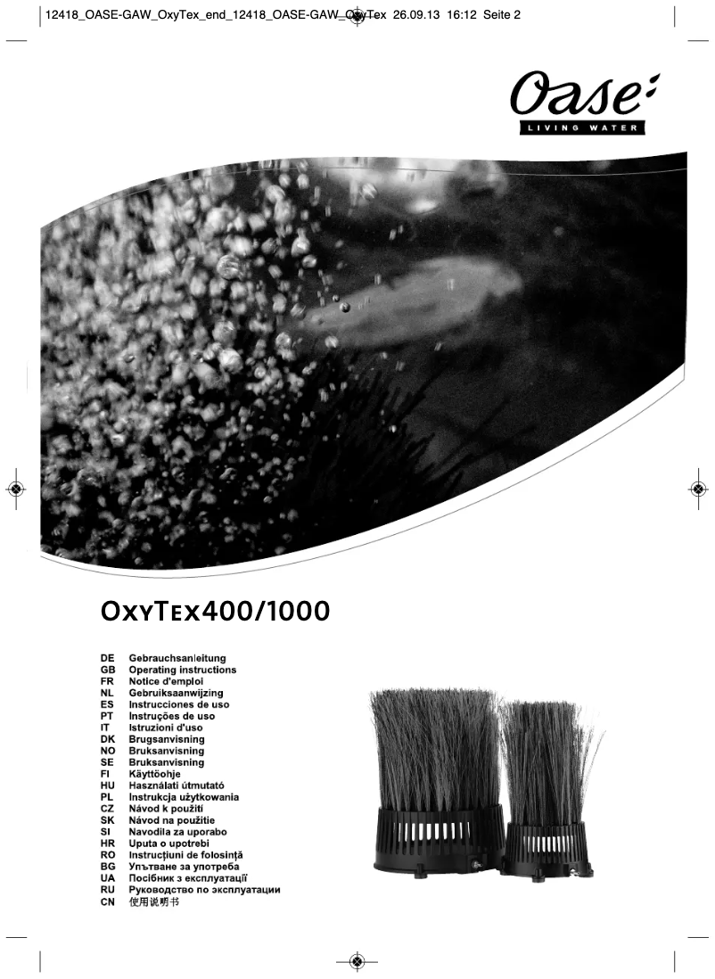 Image de la première page du manuel de l'appareil OxyTex Set 500