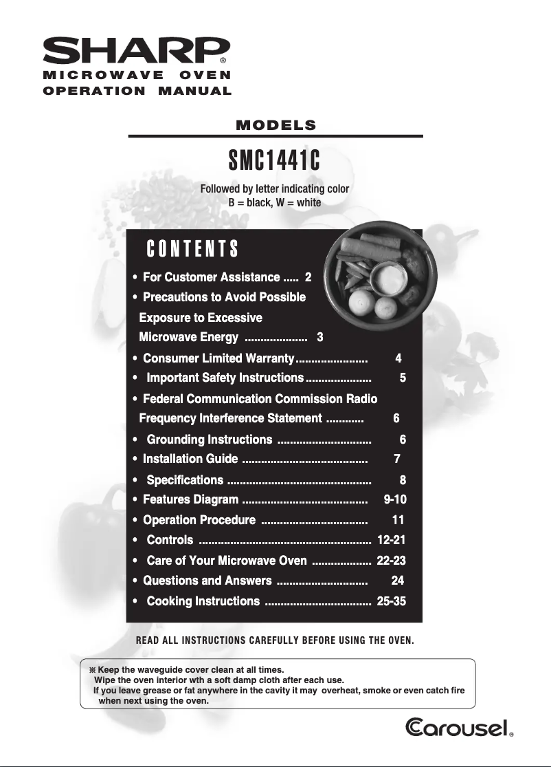 Page n°1 - Manuel utilisateur Sharp SMC1441CB