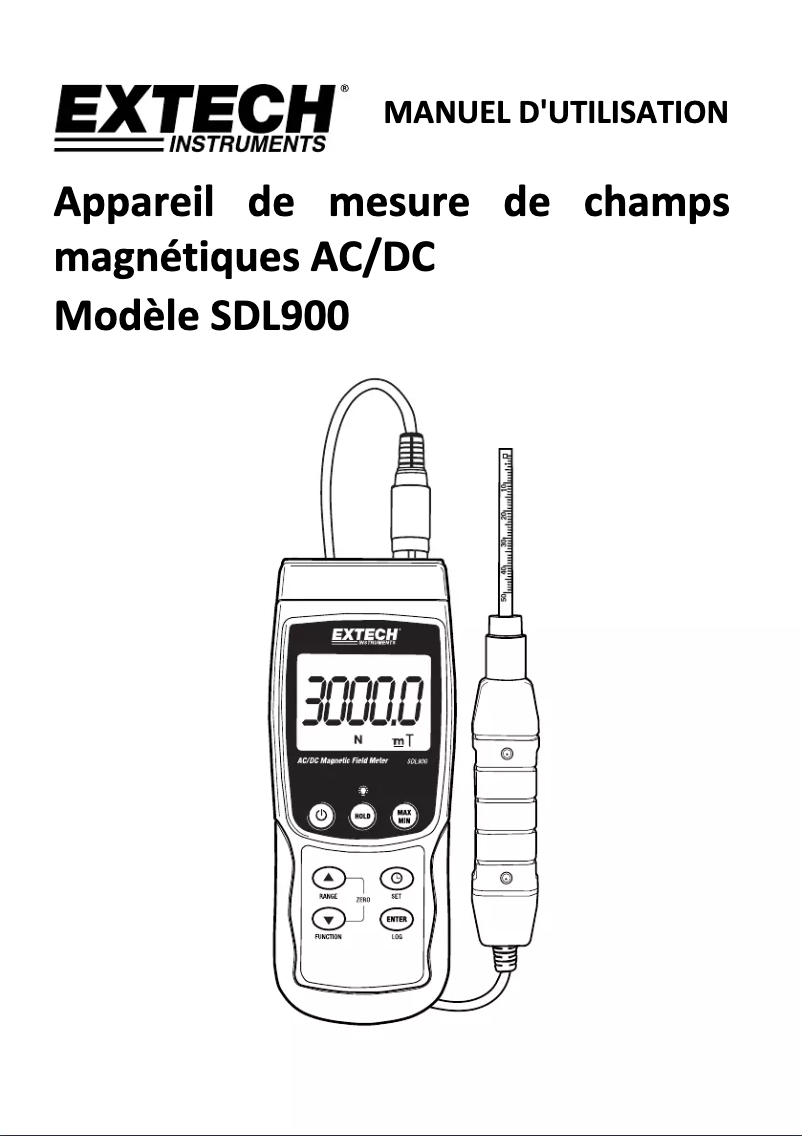 Page 1 de la notice Manuel utilisateur Extech SDL900