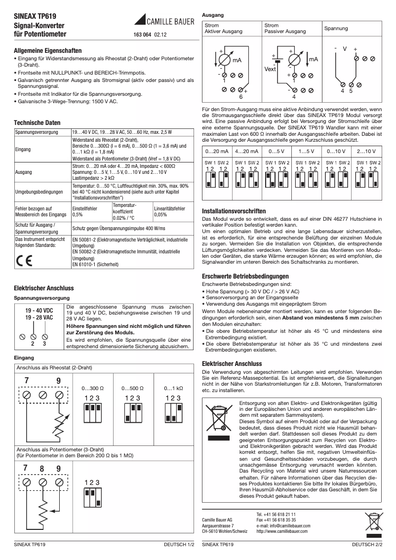 Page 1 of the manual User Manual Gossen Sineax TP619