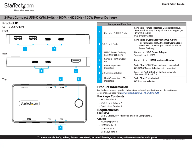 Page n°1 - Manuel utilisateur StarTech.com C2-H46-UC2-PD-KVM