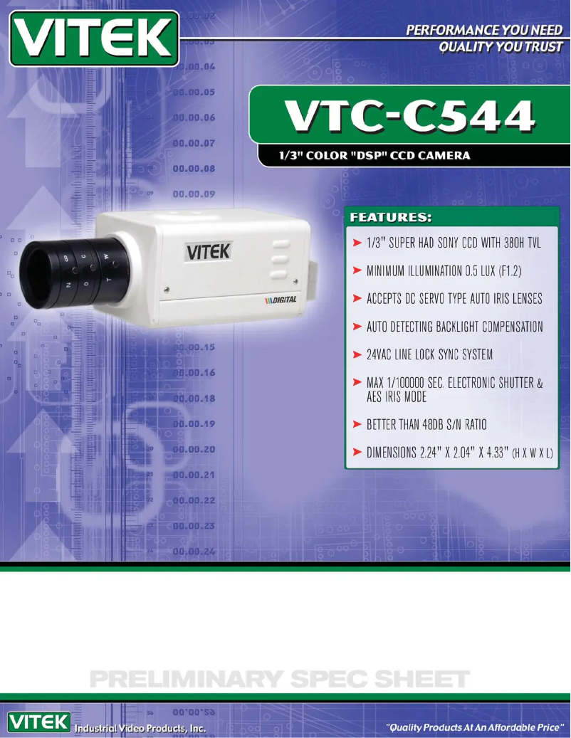 Page n°1 - Manuel utilisateur Vitek VTC-C544
