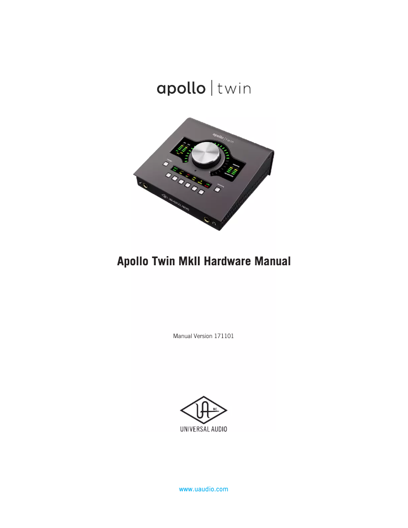 Page 1 of the manual User Manual Universal Audio Apollo Twin mk2