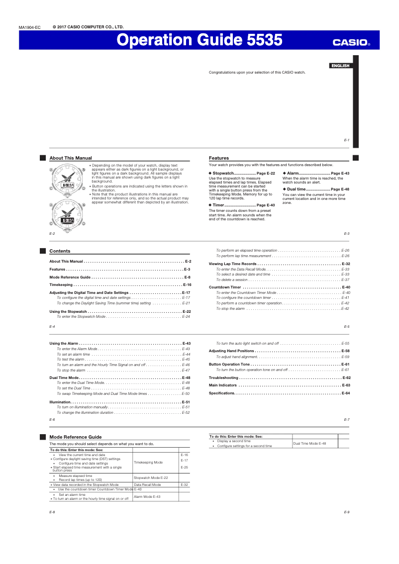 Page 1 de la notice Manuel utilisateur Casio G-Shock GA-800BL-1AER