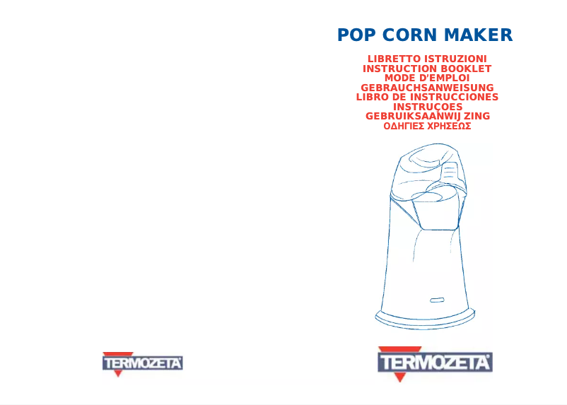 Page 1 de la notice Manuel utilisateur Termozeta POPCORN MAKER 74029