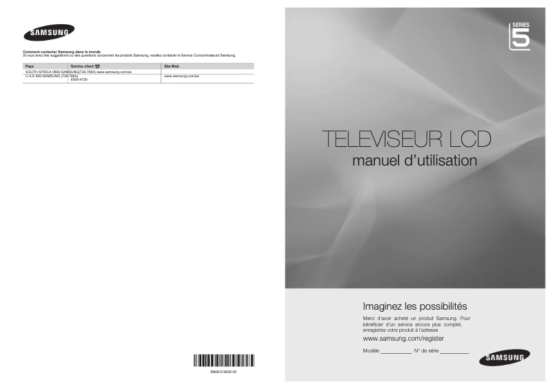 Page 1 de la notice Manuel utilisateur Samsung LA32B530P7R