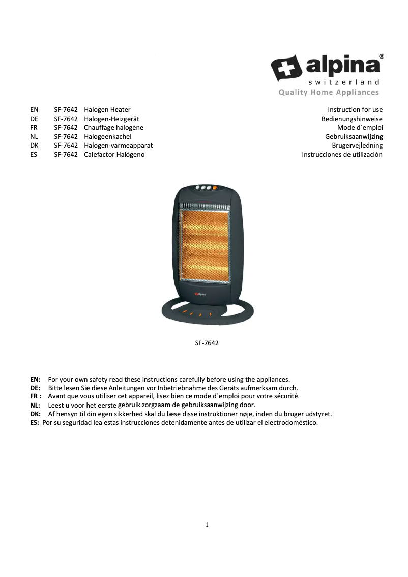 Image de la première page du manuel de l'appareil SF-7642