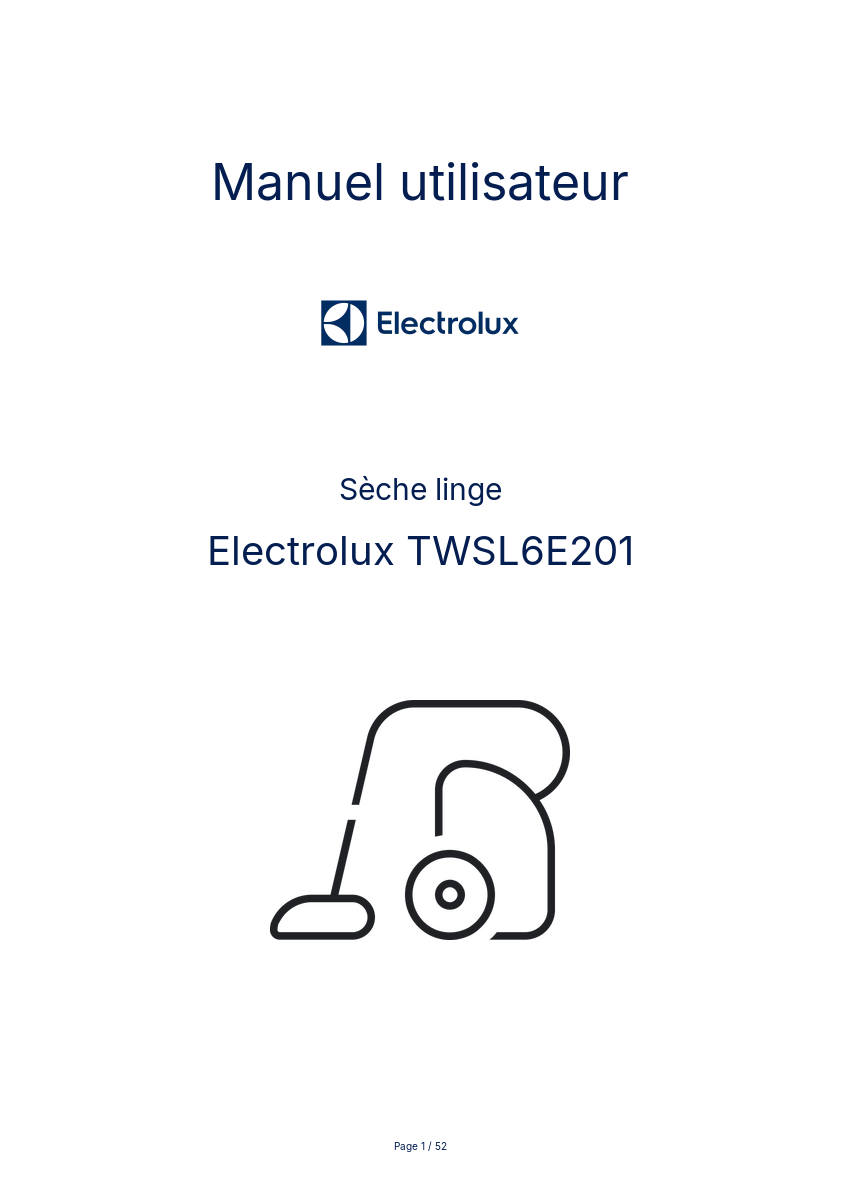 Page n°1 - Manuel utilisateur Electrolux TWSL6E201