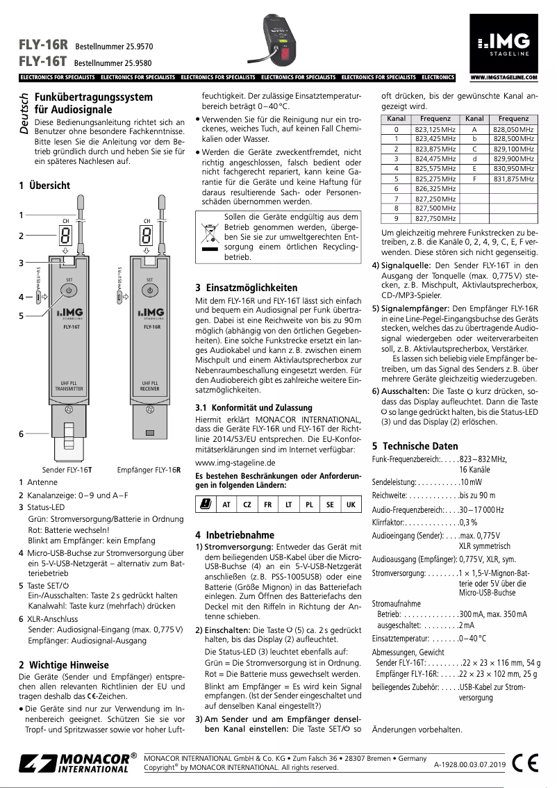 Image de la première page du manuel de l'appareil FLY-16SET